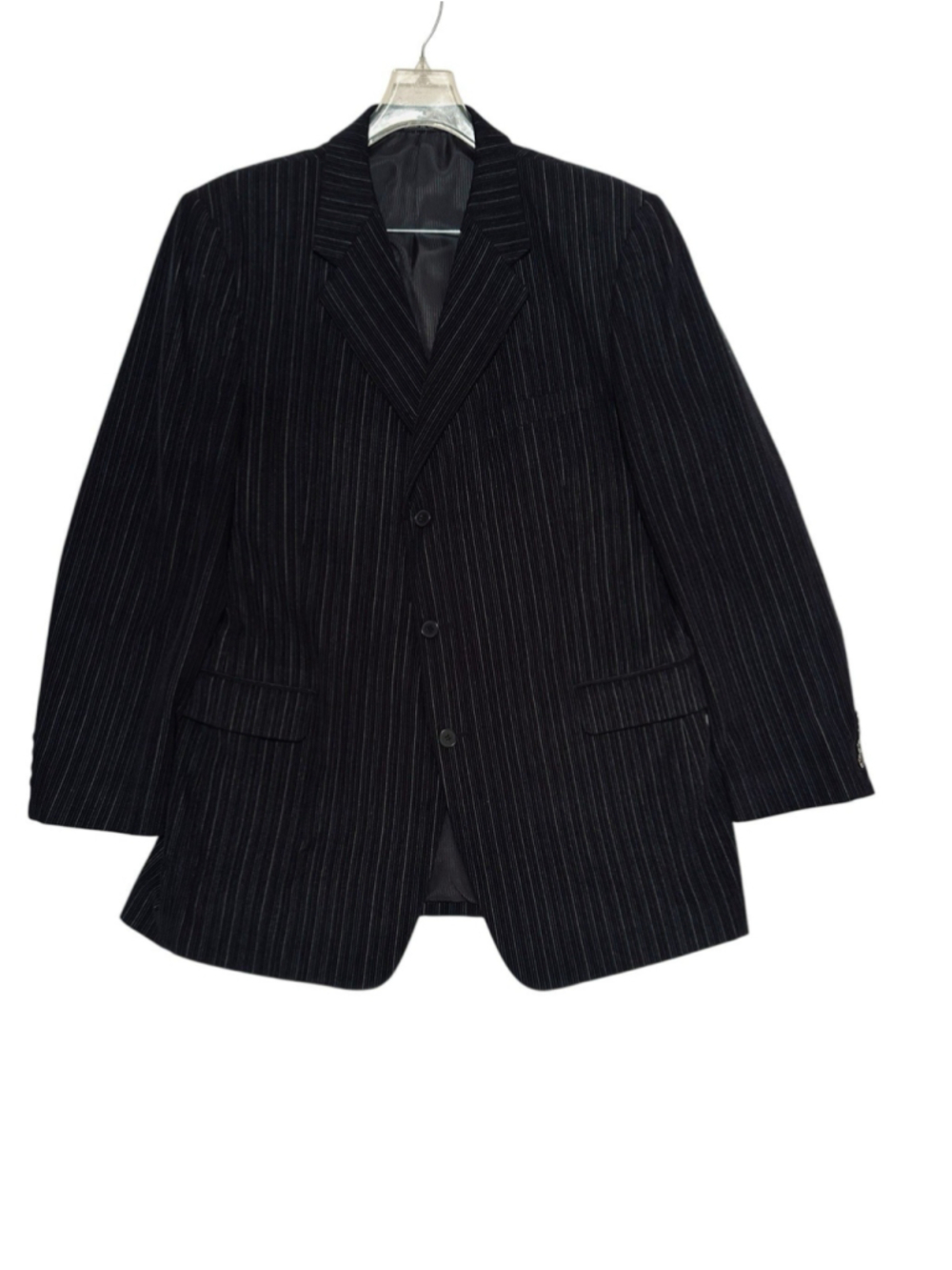Zagato Mens 44L Black Corduroy Sports Coat Cotton Jacket Silky Polyester Lining